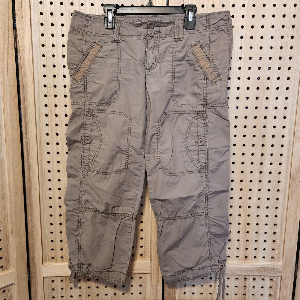 Vintage Y2K Hollister Tan/ Light brown Straight Cargo Capri Pants size M Baggy